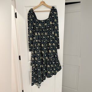 WeWoreWhat Navy and Cream Floral Dress